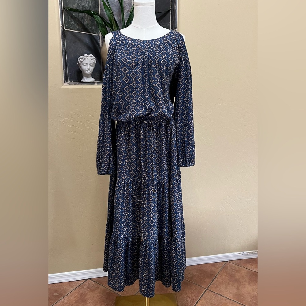 Lauren Ralph Lauren Lamia Cold Shoulder Sleeve Midi Dress Size XL